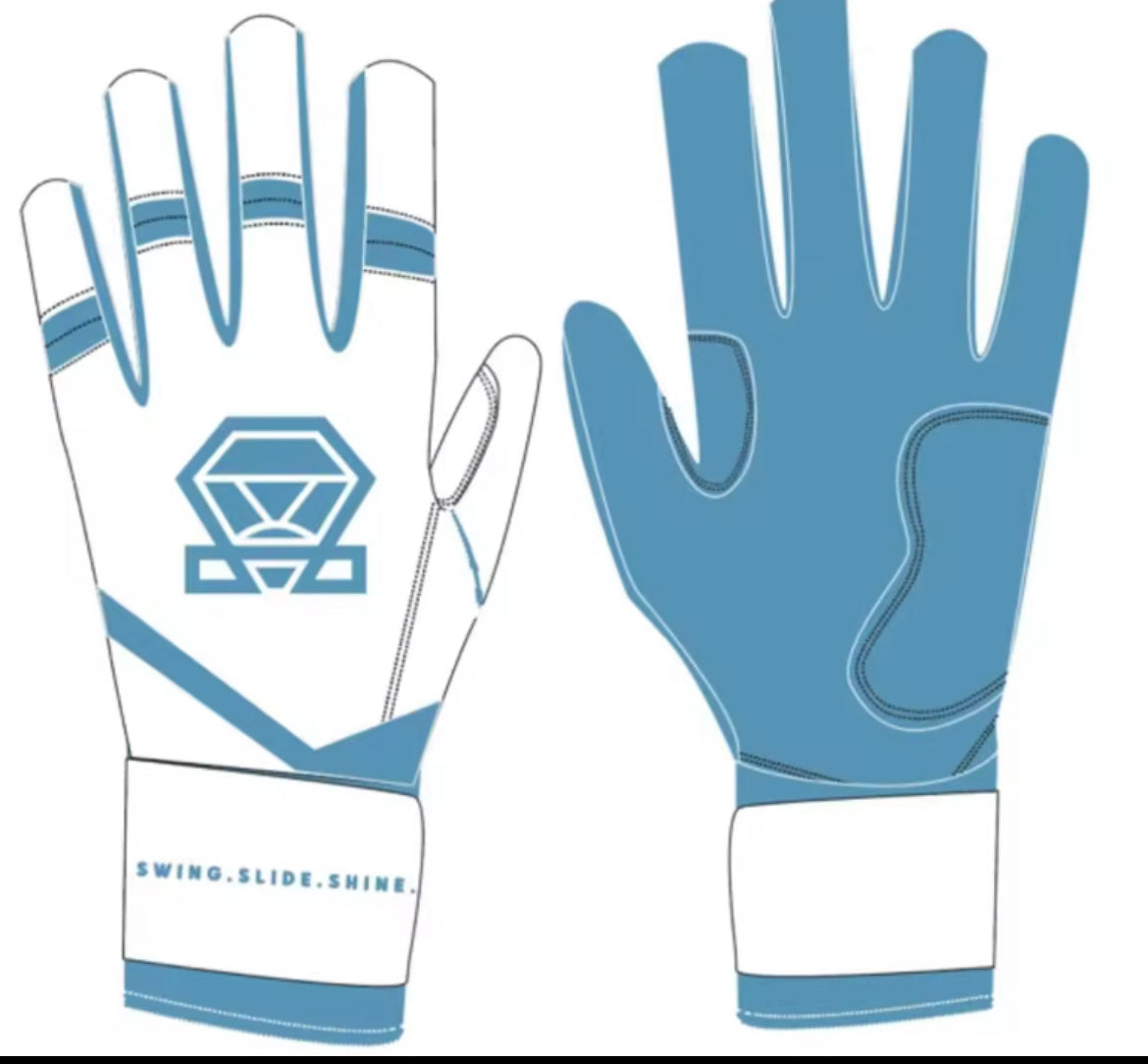 Long Cuff Batting Gloves - White Ice - Youth