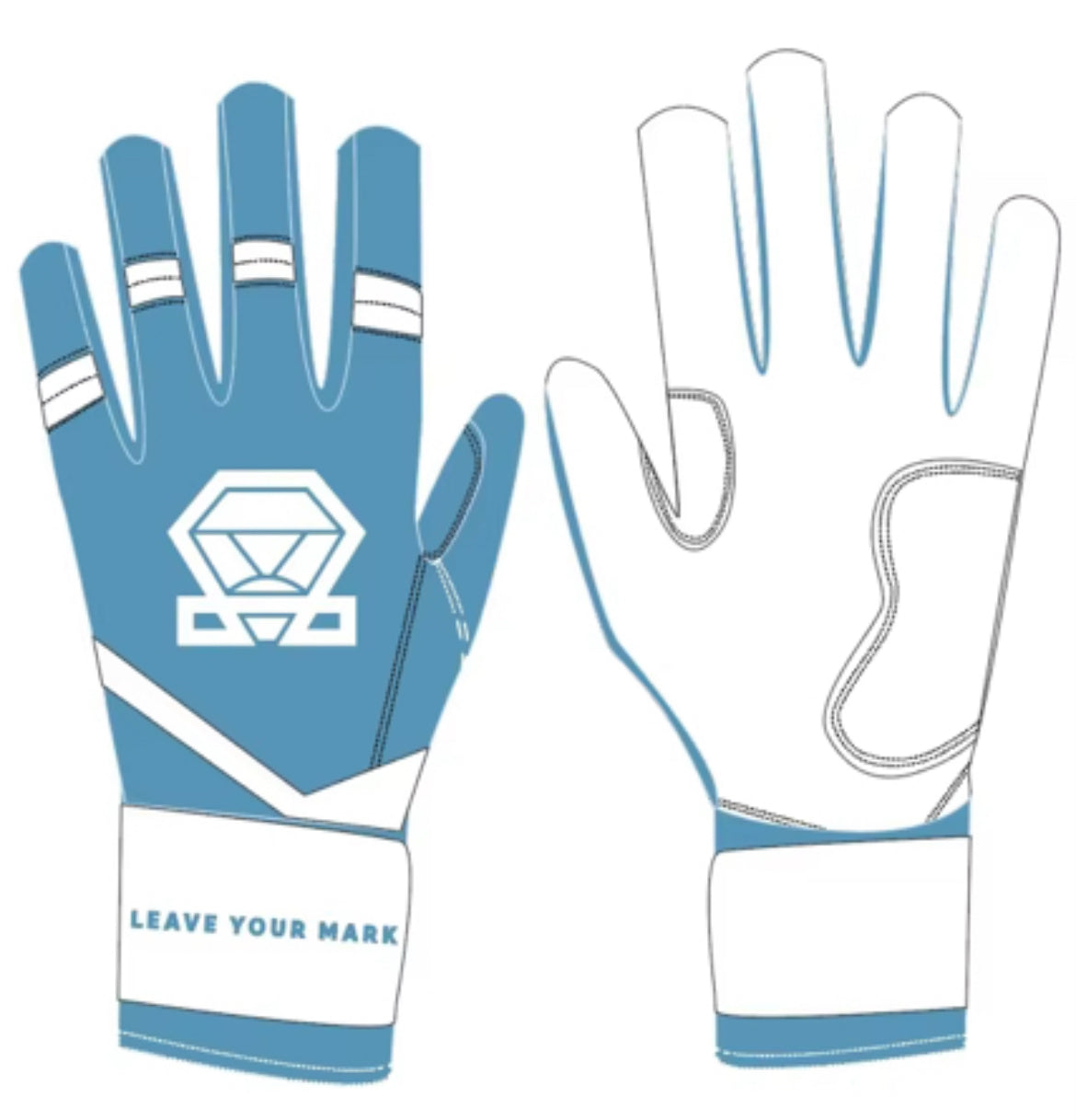 Long Cuff Batting Gloves - Blue Ice - Youth
