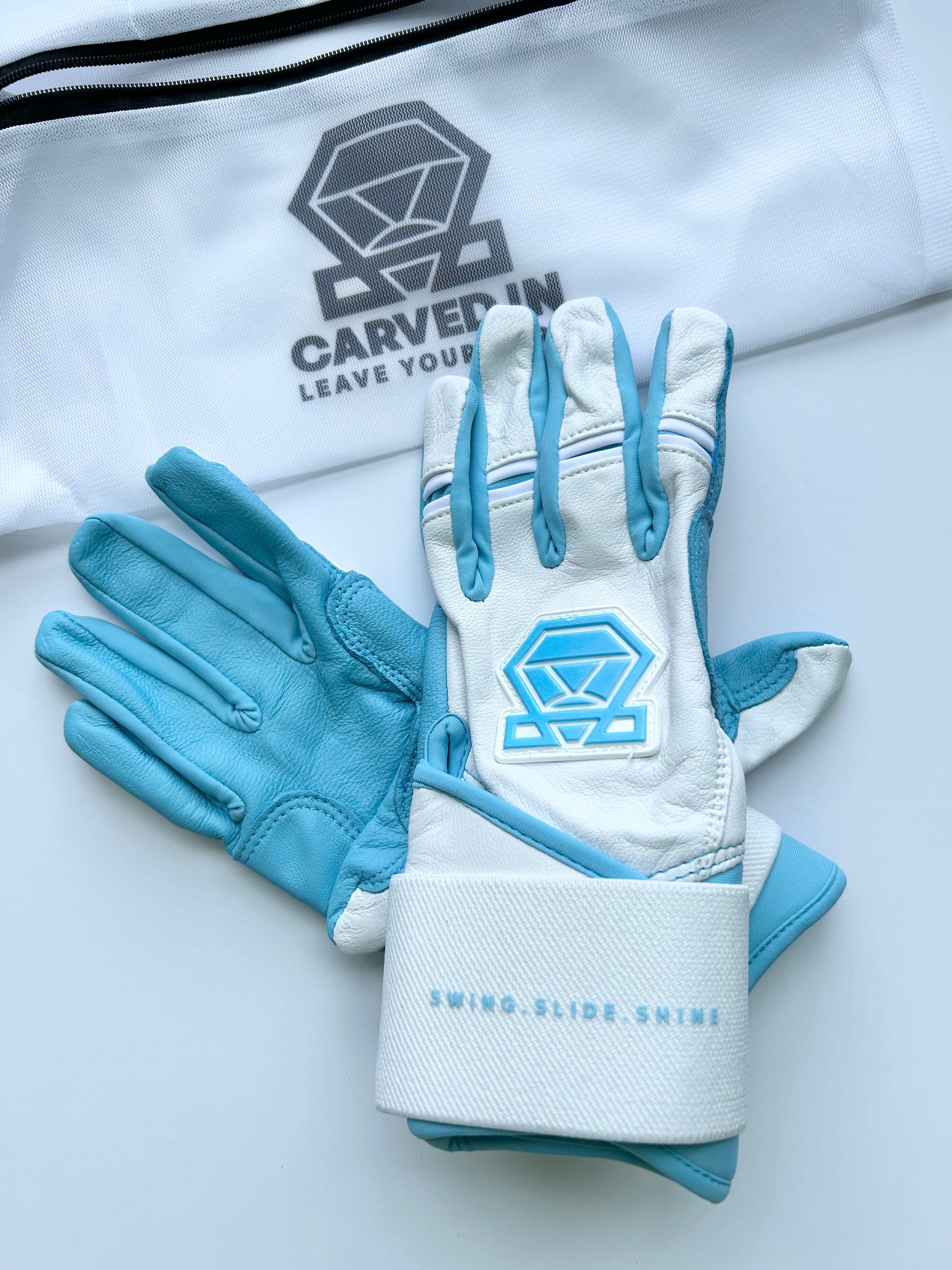 Long Cuff Batting Gloves - White Ice - Youth