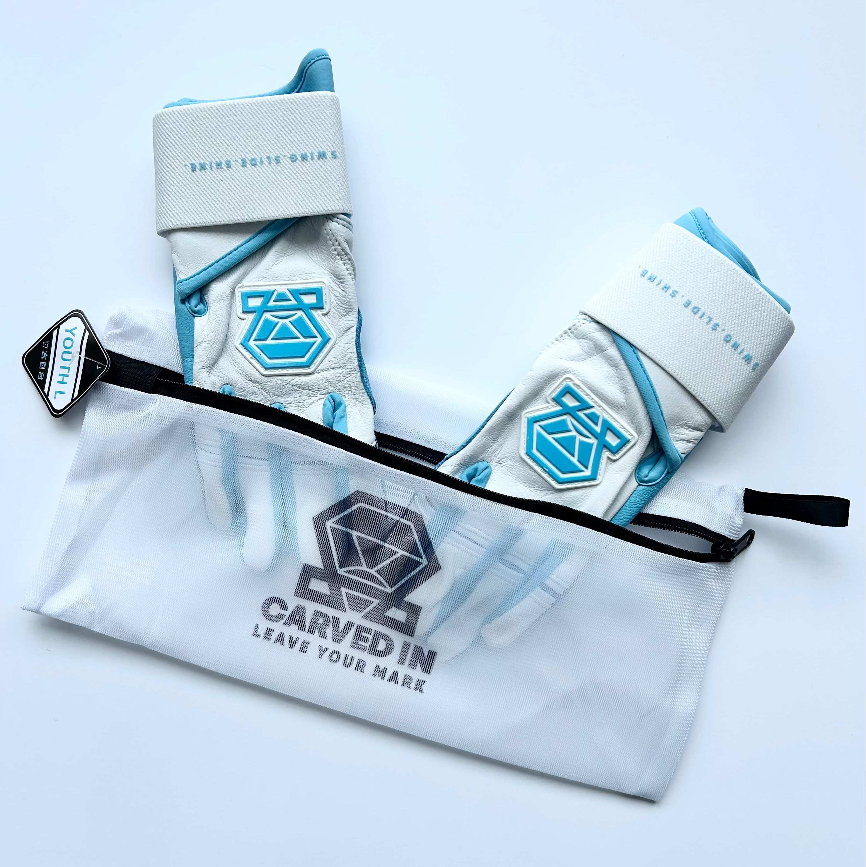 Long Cuff Batting Gloves - White Ice - Youth