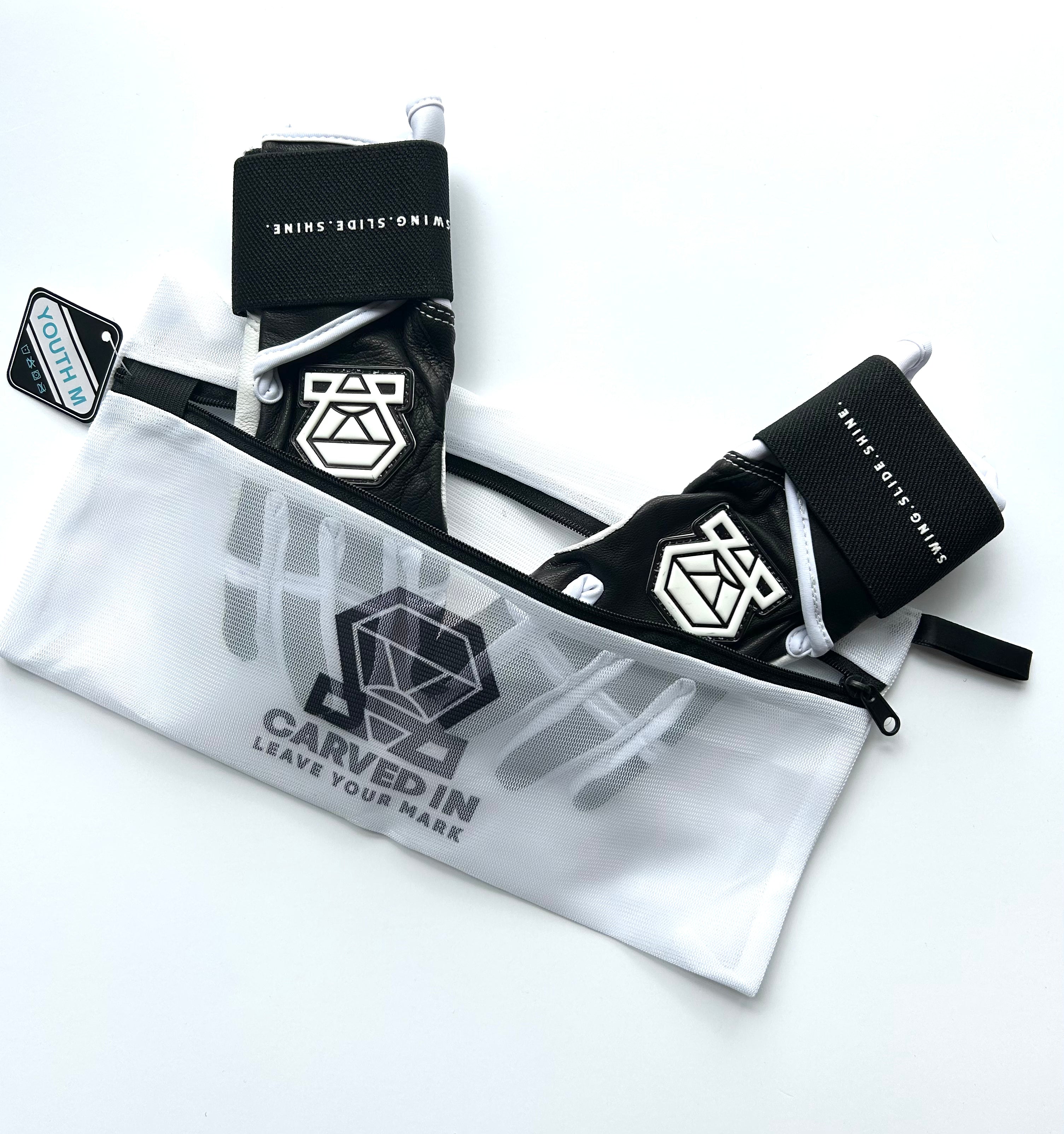 Long Cuff Batting Gloves - Black Phantom - Youth