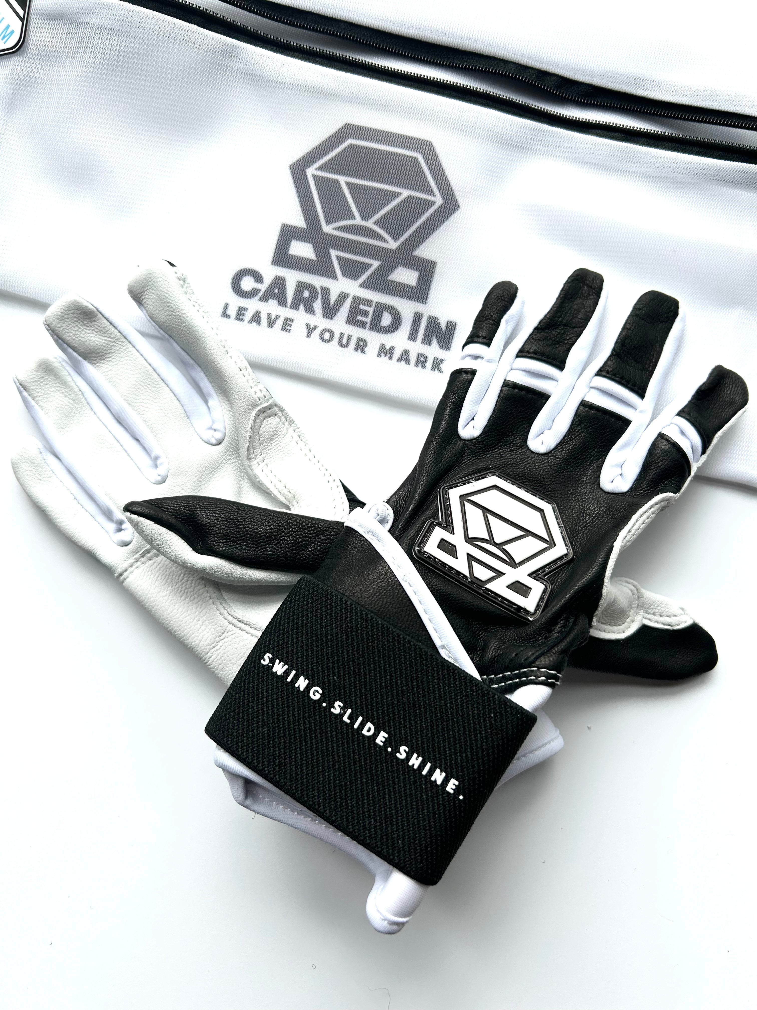 Long Cuff Batting Gloves - Black Phantom - Youth