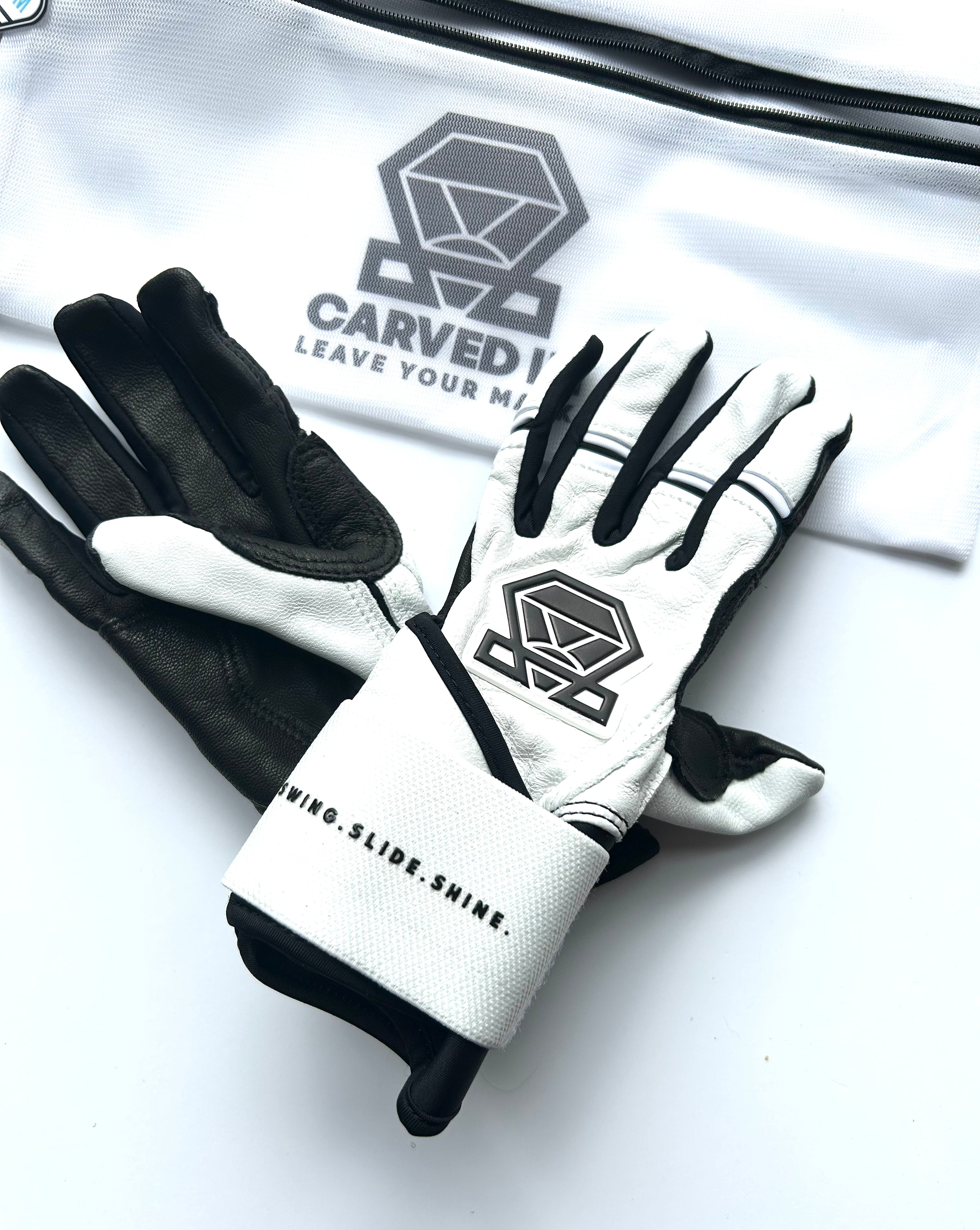Long Cuff Batting Gloves - White Phantom - Youth